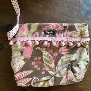 Brown and Pink Floral Bag as Purse, Makeup Bag, Pencil Case, Etc by Cupcake